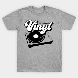Vinyl Records - The Real Deal - Retro Record Player Turntable T-Shirt